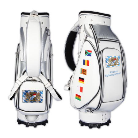 Golf bag / tour bag LAUSANNE in white. Design 4 custom areas